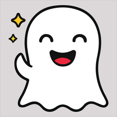 Halloween Smiling Ghost with Tongue Out