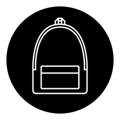black and white illustration of backpack icon 