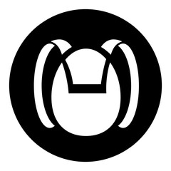 black and white illustration of backpack icon 