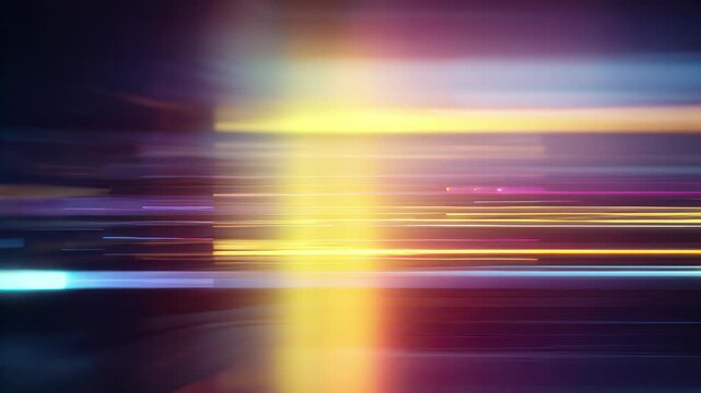 AI generated abstract wall of color blocks and neon streaks moving horizontally