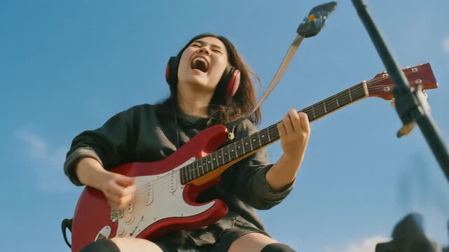  ギターを弾く女の子