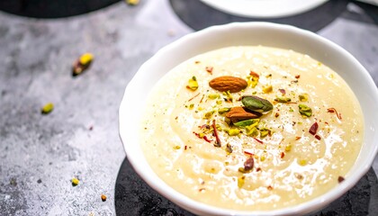 Creamy and Delicious Kheer Dessert Garnished with Nuts A Festive Delight