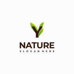 Obraz premium Y letter leaf initial nature Logo designs, Modern Letter green Nature logo vector icon illustration