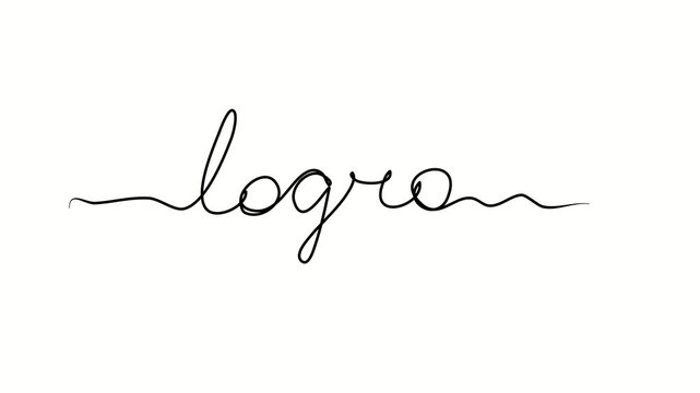 Achievement text in Spanish. One line drawing doodle hand drawn. Video 4k  object illustration, minimalism hand drawn sketch design modern new