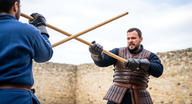 Medieval Staff Combat Training. - Powered by Adobe