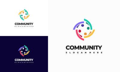 Modern People community logo template designs vector illustration