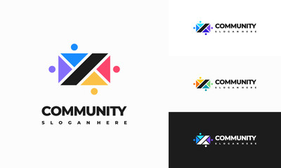 Modern People community logo template designs vector illustration