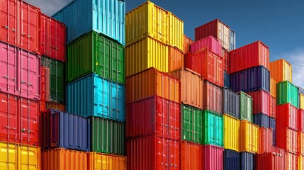 Obraz premium Colorful Stacked Shipping Containers
