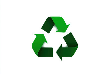 Obraz premium Vibrant green recycling symbol featuring three curved arrows forming a triangle, emphasizing renewal, reuse, and responsible waste management in a modern sustainable setting for eco conscious