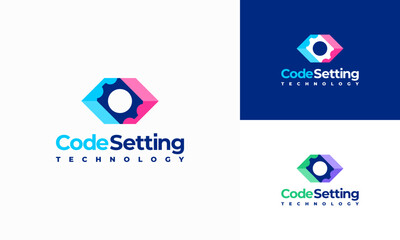 Code Gear Service logo designs concept vector. Technology Logo template icon