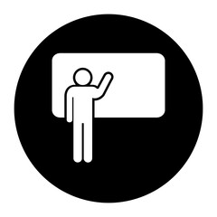 black and white illustration of teacher icon 