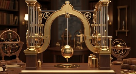 Golden Pendulum Clock with Study.