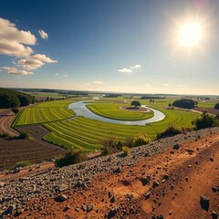 Serene Curved Agricultural Landscape