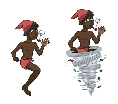 Saci Perere, a Brazilian folklore character with a version including the whirlwind. Isolated on transparent background