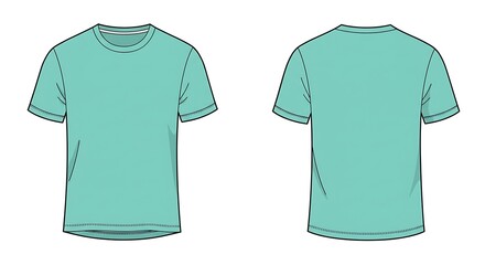 Flat vector mockup of a basic man short sleeve mint green color t-shirt