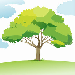 Obraz premium Isolated Side View of Watercolor Tree on White Background, Botanical Elements for Landscape and Architecture Illustrations, Environment and Garden Design