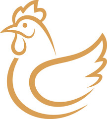 Minimal Chicken Logo in Golden Line