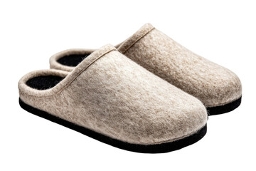 Pair of light beige fleece-lined slippers