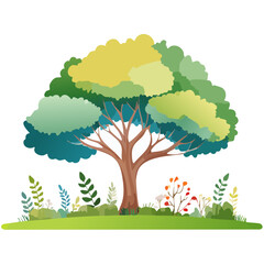 Vector of abstract watercolor tree side view isolated on white background for landscape plan and architecture layout drawing, elements for environment and .