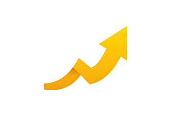 Bright yellow upward curving arrow against black