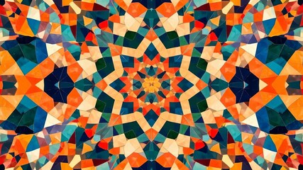 Vibrant geometric kaleidoscope pattern - Powered by Adobe