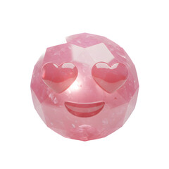 3D Crystal Heart Eyes Emoji Pink Quartz Love Face