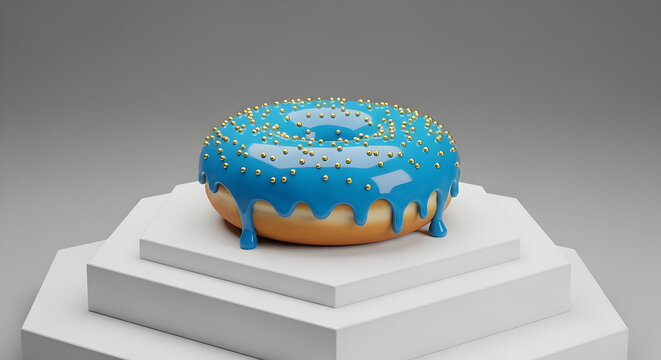 Donut blue icing sprinkles dessert sweet food baked treat delicious glaze confectionery sugar yummy tasty snack bakery frosted colorful gourmet fresh