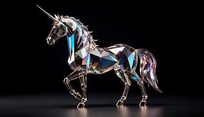 Polygonal unicorn statue