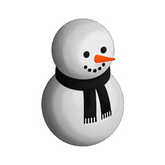 Vector art of a cute cartoon snowman wearing a black scarf