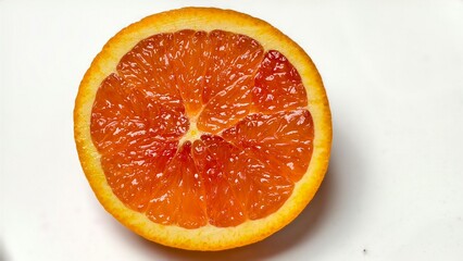 Slice of Orange fruit on the white background and some space around. Shot in macro and so detail