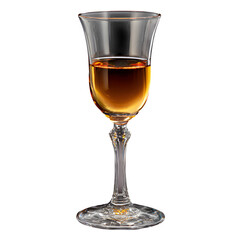 Brandy Snifter with Amber Liquid, isolated on transparent background