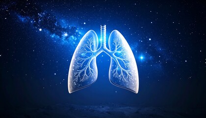 Lungs in space.  Abstract medical graphic