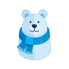 Vector art of cute cartoon polar bear wearing a blue scarf