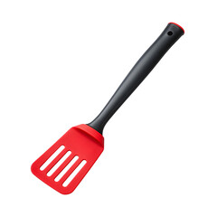 Red and Black Kitchen Spatula 3d rendered, isolated on transparent background