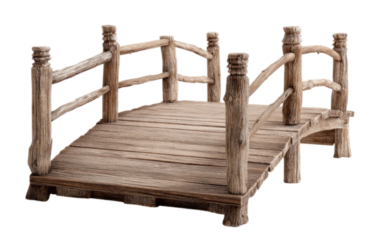 Small wooden bridge with rustic design