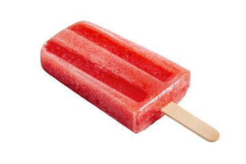 Red, frosty popsicle, angled view