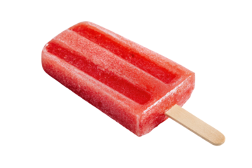 Red, frosty popsicle, angled view