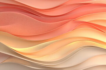 Layered textures create a soft wave pattern in warm peach and cream tones, evoking calmness and serenity in a modern design