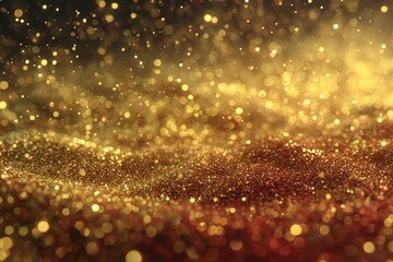 Golden particles create a mesmerizing effect in a shimmering background captured during a festive celebration