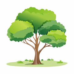 Vector watercolor green tree or forest side view isolated on white background for landscape and architecture drawing,elements for environment or garden,botanical element for exterior section in .