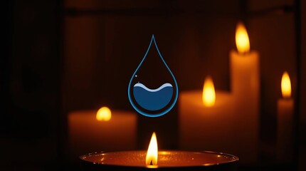 Water drop with candlelight, and calm night.