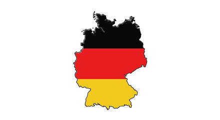 A stylized representation of Germany's geographical outline, colored with the national flag's stripes.