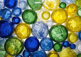 Colorful circular mosaic of recycled glass