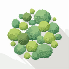 Collection of abstract watercolor green tree top view isolated on white background for landscape and architecture layout drawing, elements for environment and .