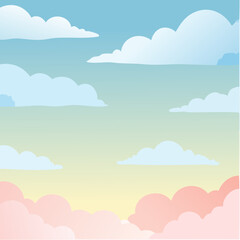 Fototapeta premium Pastel Blue Sky Abstract Watercolor Background with Soft Clouds, Dreamy Atmosphere, Artistic Design.