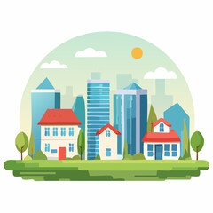 buildings vector,City and hometown view isolated on white background