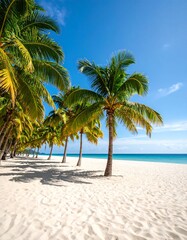 Obraz premium Tropical beach scene with palm trees (8)