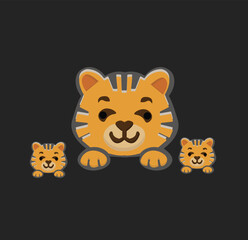 Animal world moon tiger cub background illustration.
