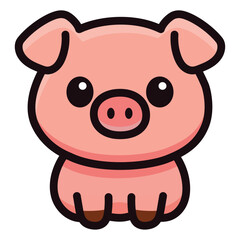 Cute Cartoon Pig Mascot with Big Eyes and Smile