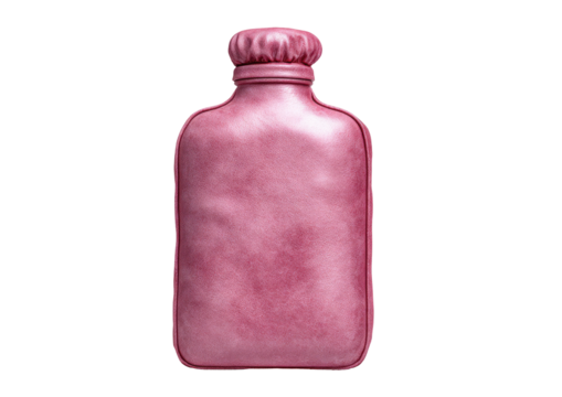 Pink, leather-like flask with domed cap